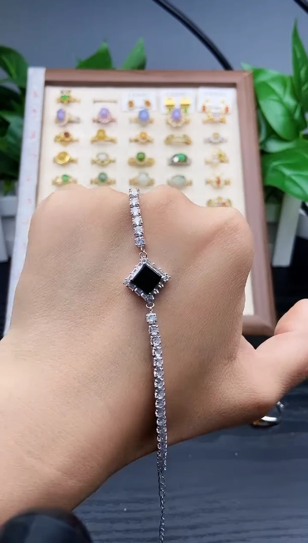 银S925镶嵌手链翡翠2