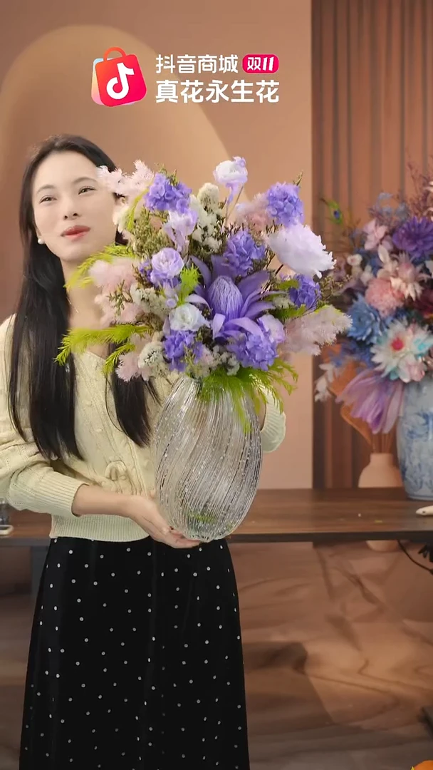 木图片款式：花+花瓶一整套