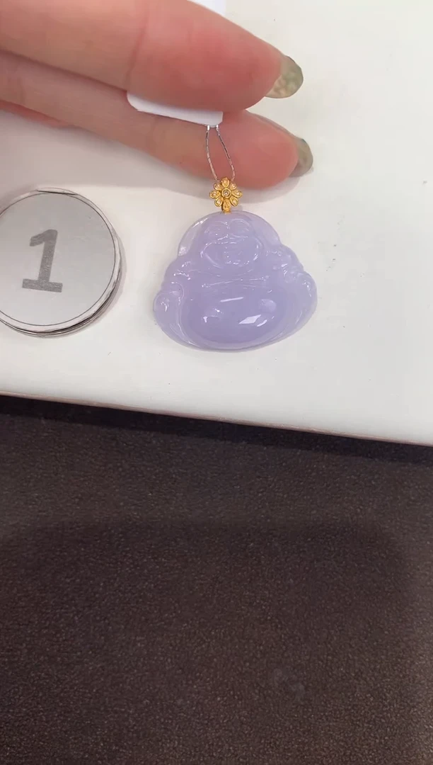 颈饰18K金镶嵌翡翠 天然缅甸a货翡翠