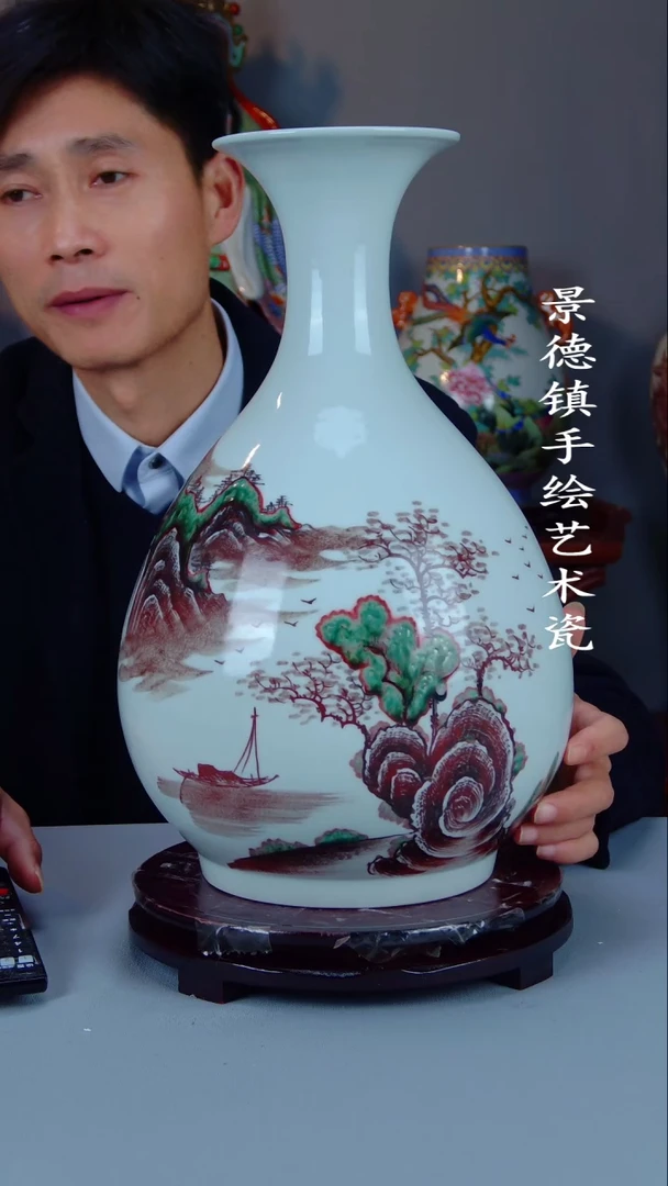 瓶陶景德镇手工手绘陶瓷摆件38