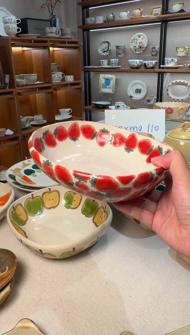 陶日本陶艺作家手作器物taisei草莓大方钵