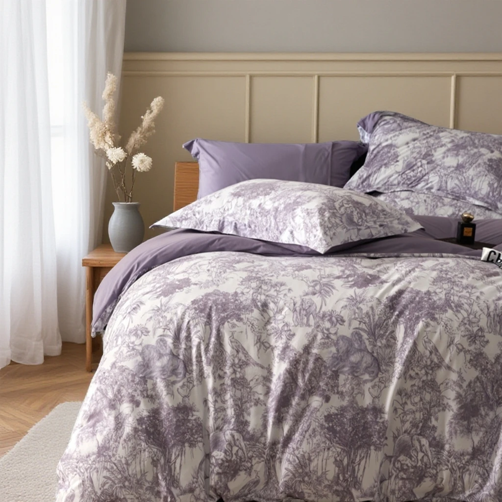 2025秋冬保暖加厚绒类羽零绒四件套轻奢双面简约印花双层磨毛4件