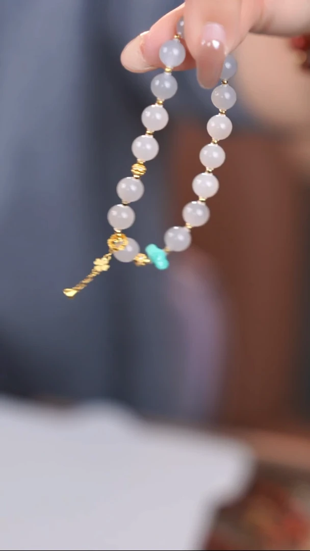 18K金镶嵌手链和田玉嘟*嘟@