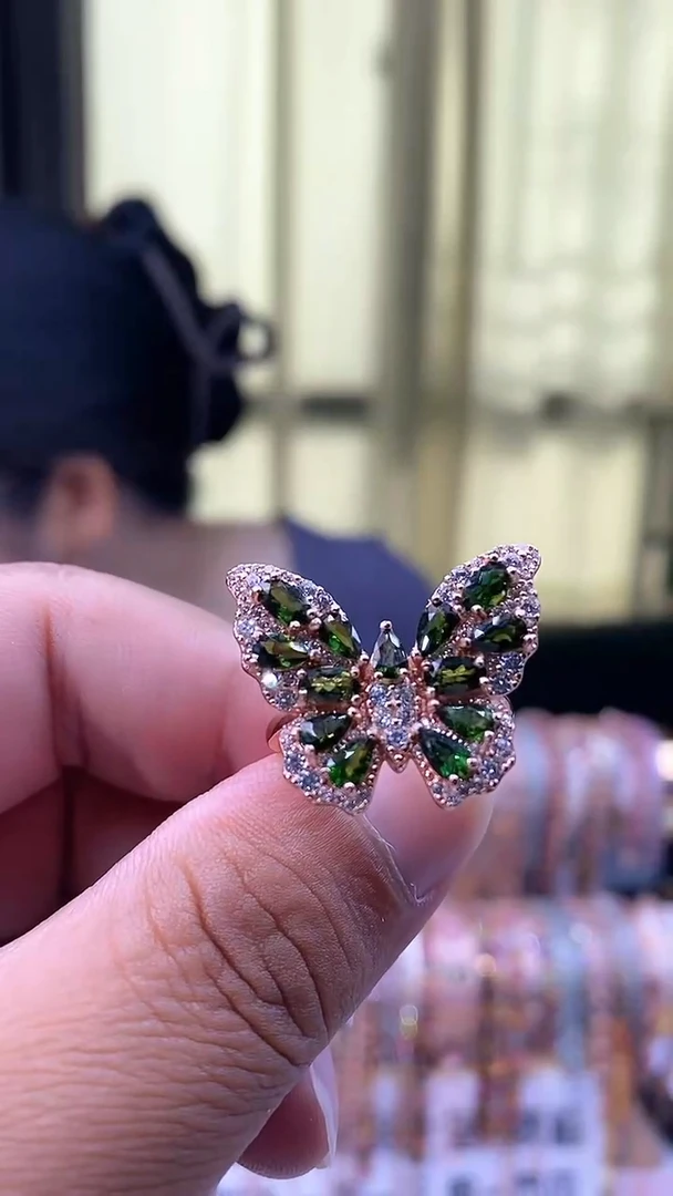 戒指银S925镶嵌碧玺354354345354345534