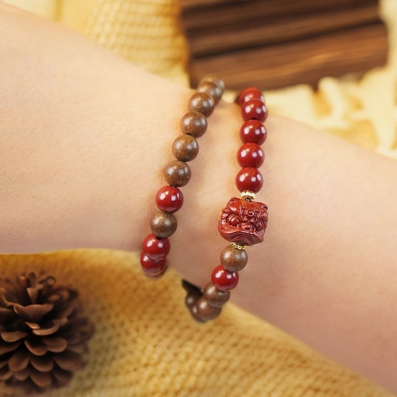 【清目香方】0.8mm双圈醒狮手串含辰国风天然香材