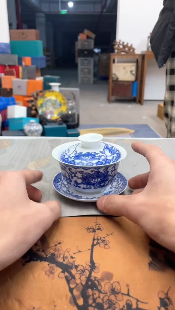 【闪购商品】瓷片@@@@@@@@@@@青花缠枝莲盖碗