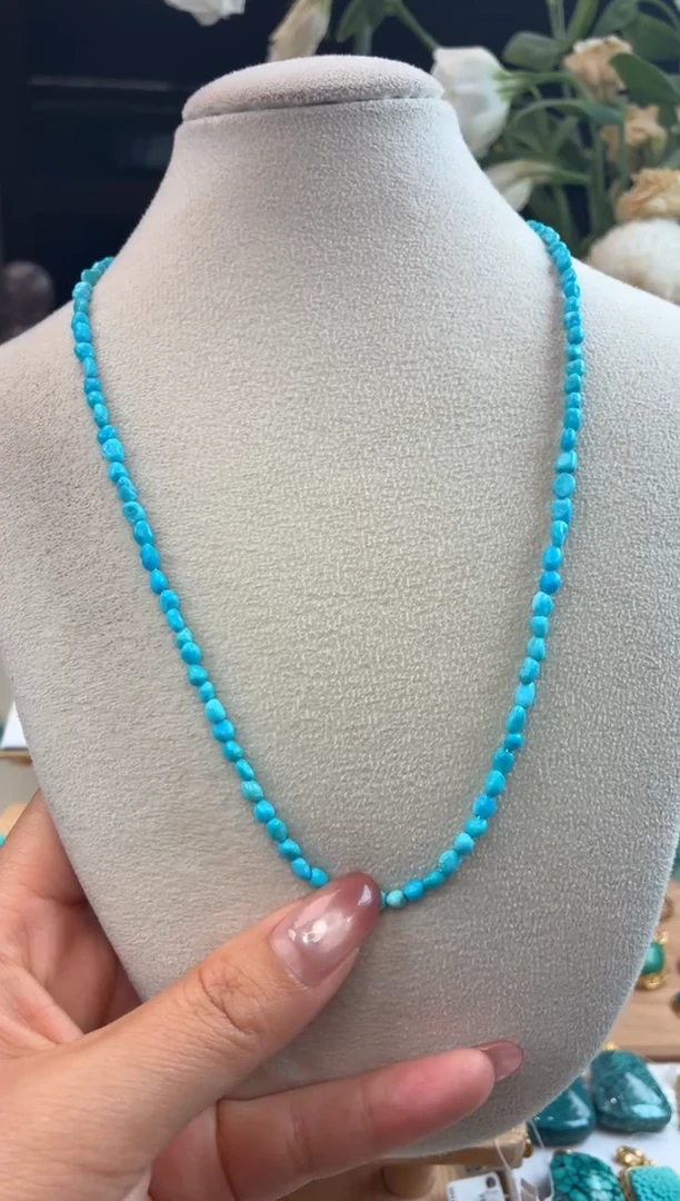 银S925镀金镶嵌绿松石项链多样性发货