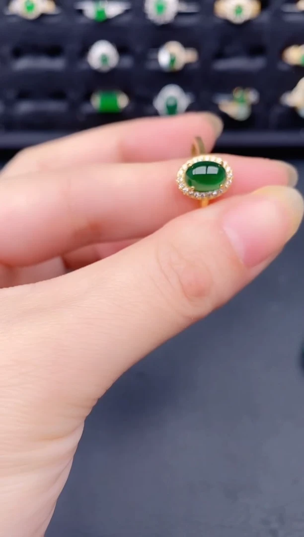 银S925镶嵌戒指翡翠天然a货翡翠24