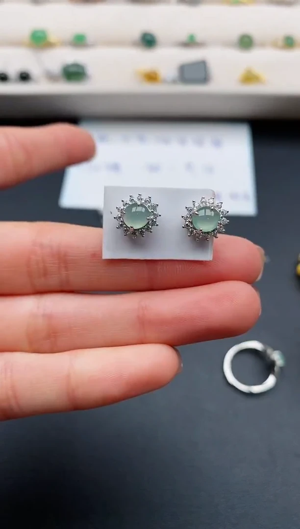 银S925镶嵌戒指翡翠55555555+8