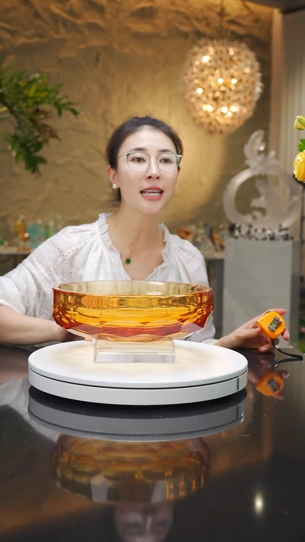 琉璃手工艺品琥珀切面果碗