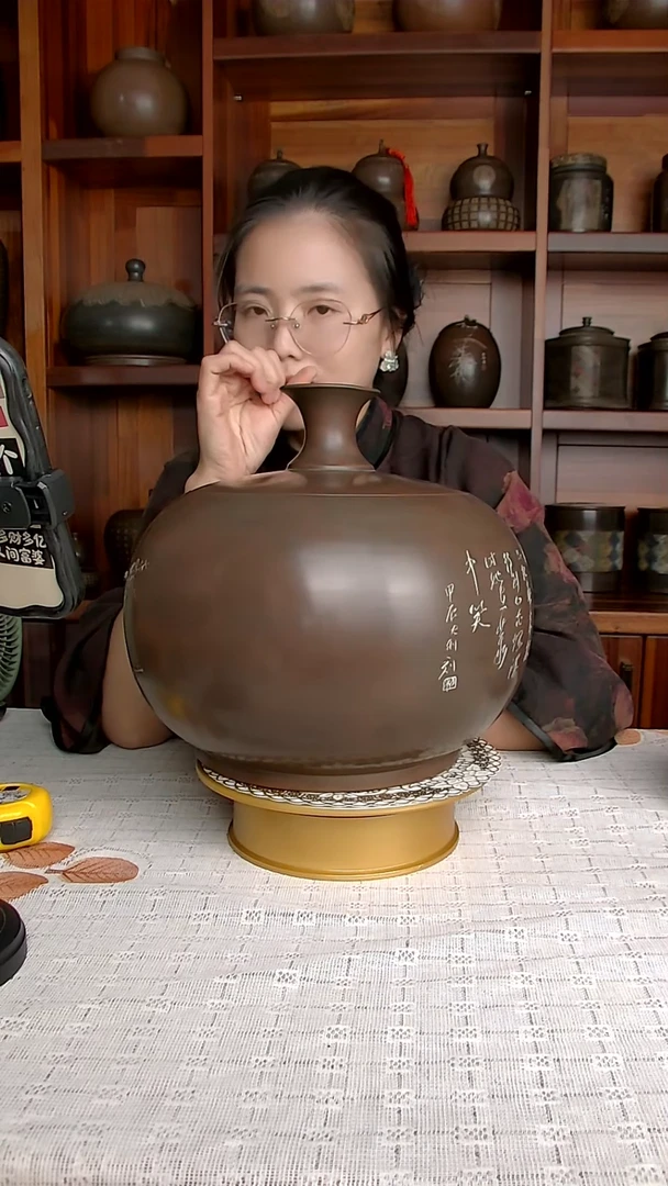 坭兴陶石榴罐纯手工