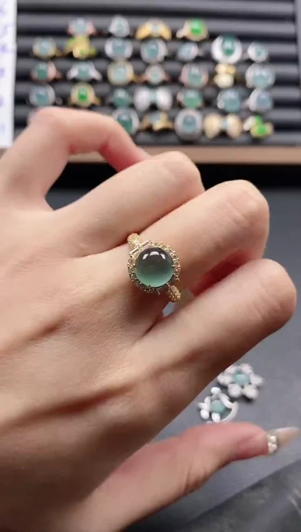 银S925镶嵌戒指翡翠51511