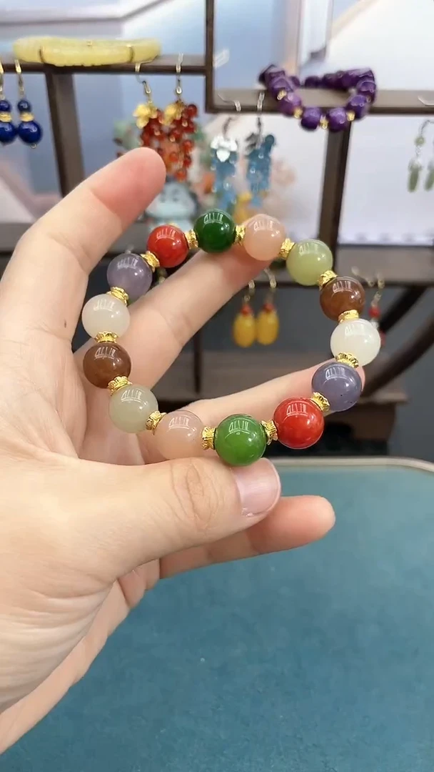 未镶嵌耳饰玛瑙/玉髓12mm多宝手串