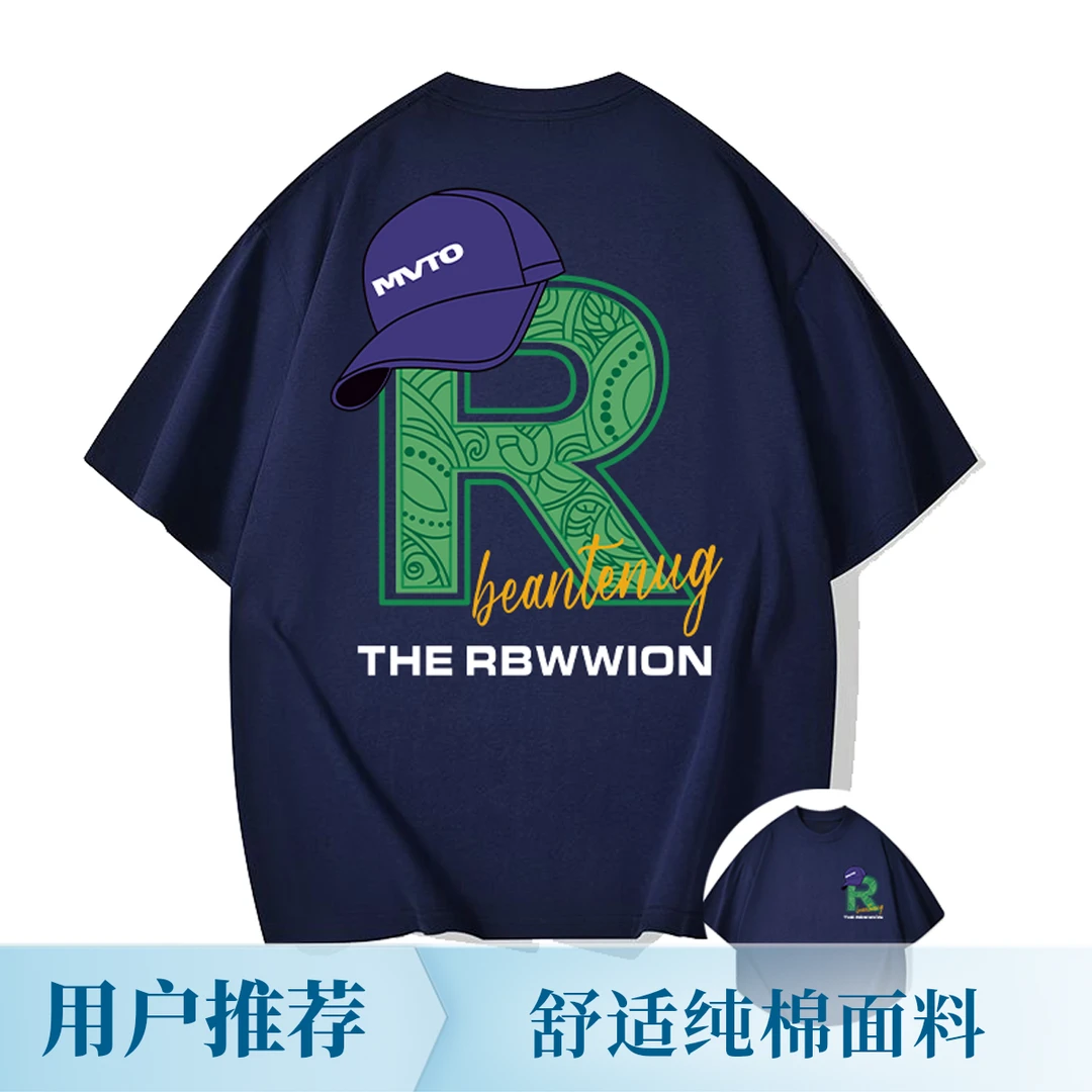 【Y009】T桖休闲t恤纯棉百搭夏季黑色宽松印花圆领运动白色时尚百搭