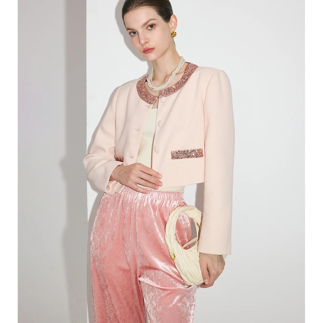 【达人专属】MandyZhang玫瑰醋酸裙女秋短外套MWT0369