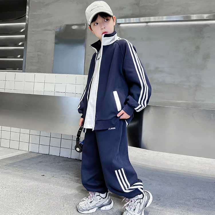男童秋装套装儿童运动外套宽松刺绣秋季童装中大童休闲洋气两件套