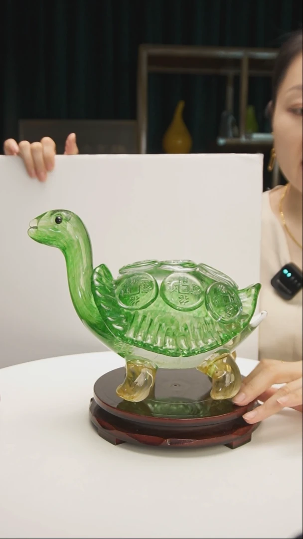 琉璃博山琉璃李冰老师作品金钱龟摆件