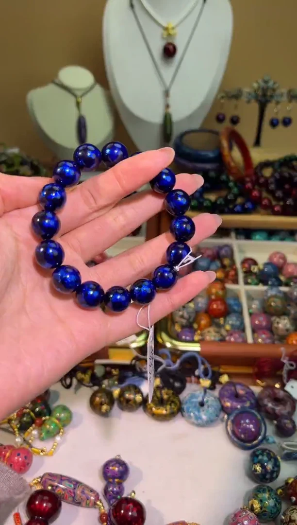 榕城大漆蓝宝砂手串