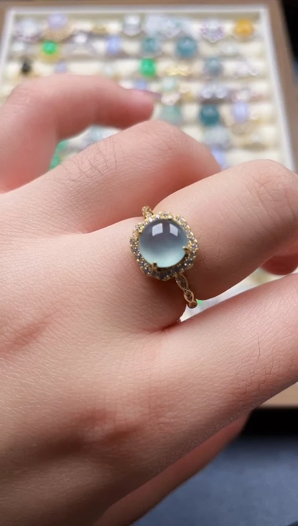 银S925镶嵌戒指翡翠98