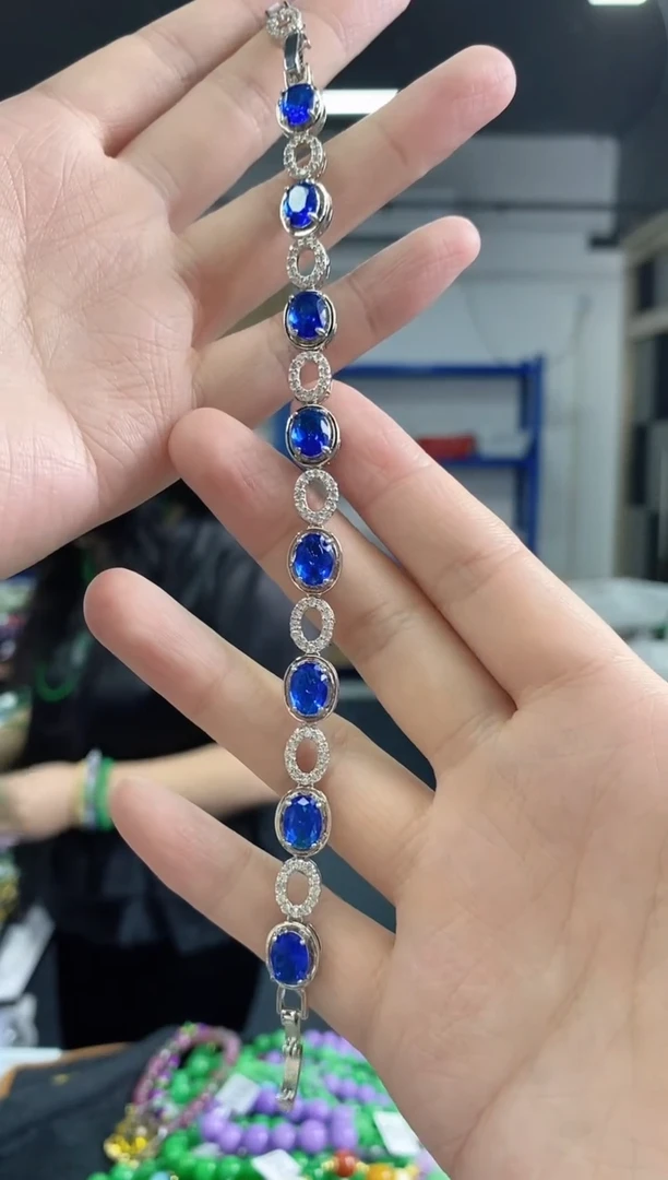 蓝宝石手链未镶嵌闪购链接 未镶嵌 多样性发其一颜色微差