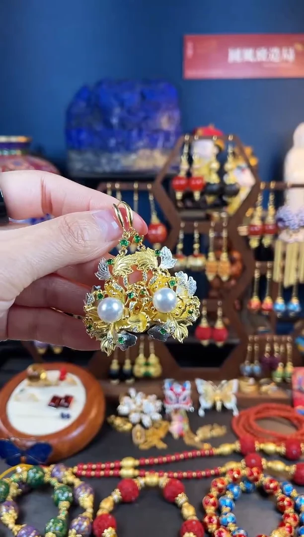 【闪购商品】412号花朵珐琅景泰蓝耳钩