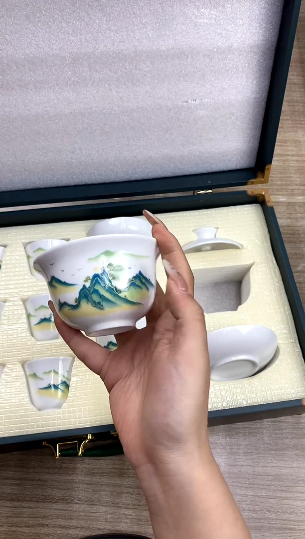 千里江山盖碗礼盒装