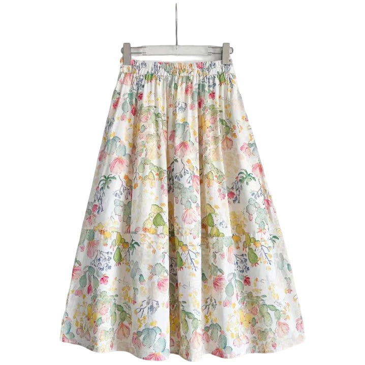 轻职风高腰通勤碎花中长裙A字半身裙时尚长款春夏洋气