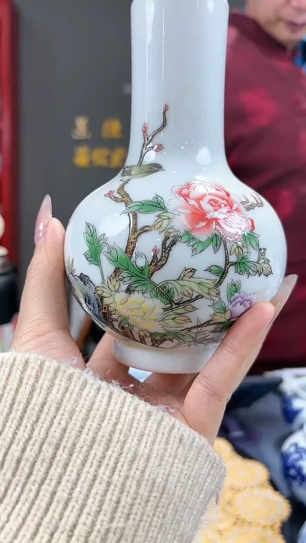 【闪购商品】官窑瓷画院150官窑瓷画院花鸟赏瓶