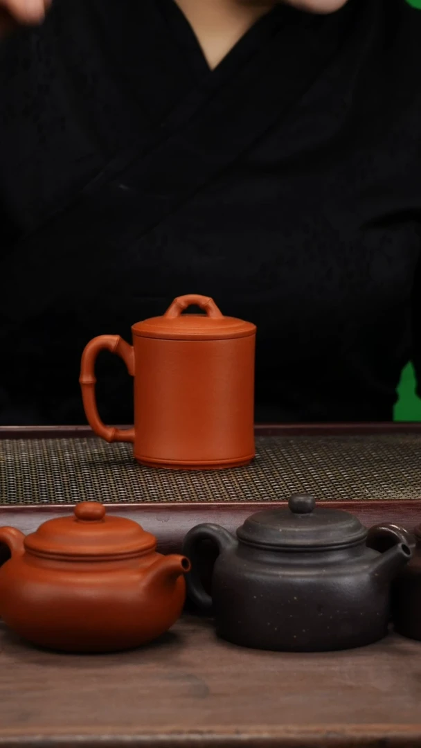 【闪购商品】紫砂茶壶零添加朱砂竹节盖杯