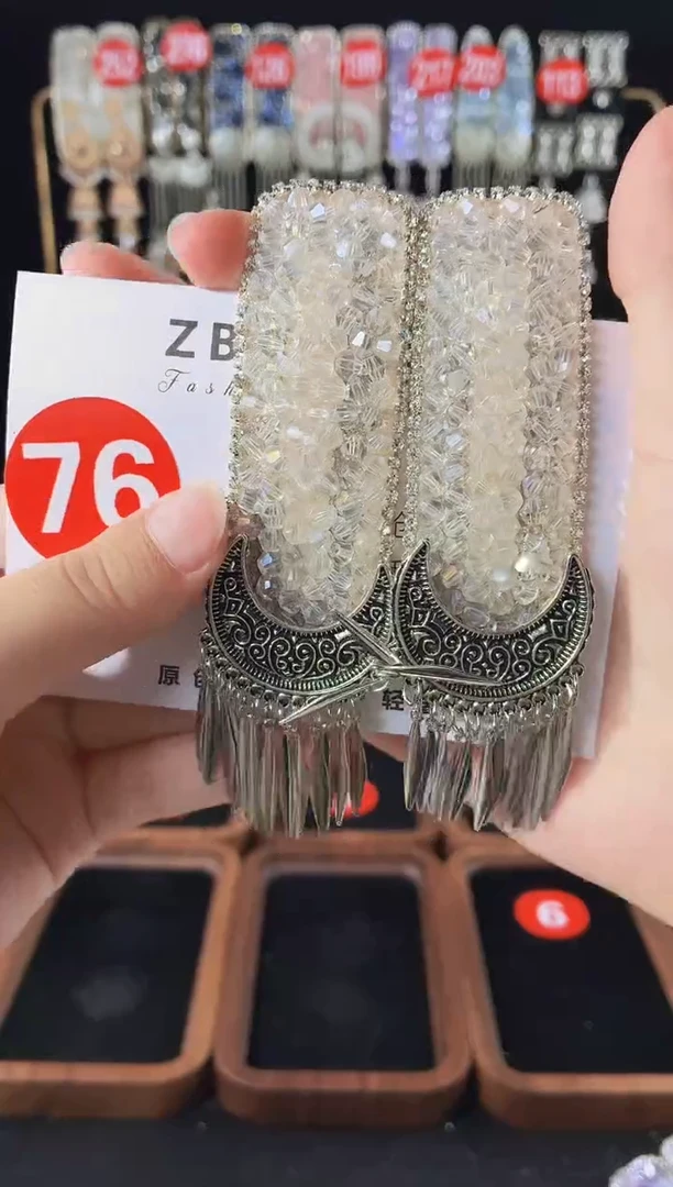 仿水晶铁合金76原创发夹一对倒夹