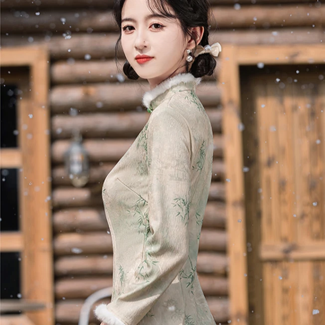 〖绿色竹子〗网红气质中国风苏州旗袍