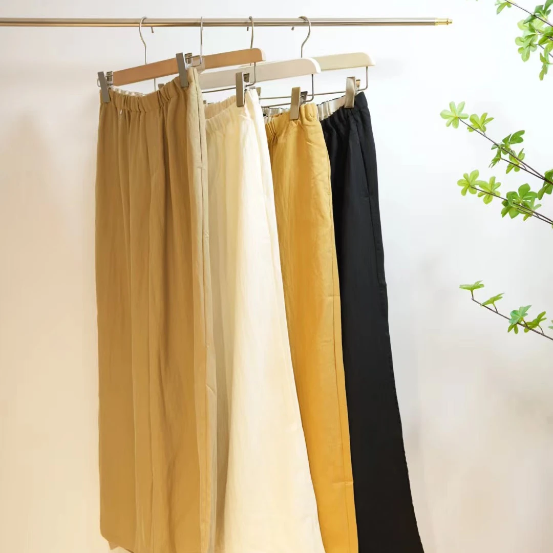 2-868-一款四色纯色金属扣装饰宽松直筒裤女（2611）