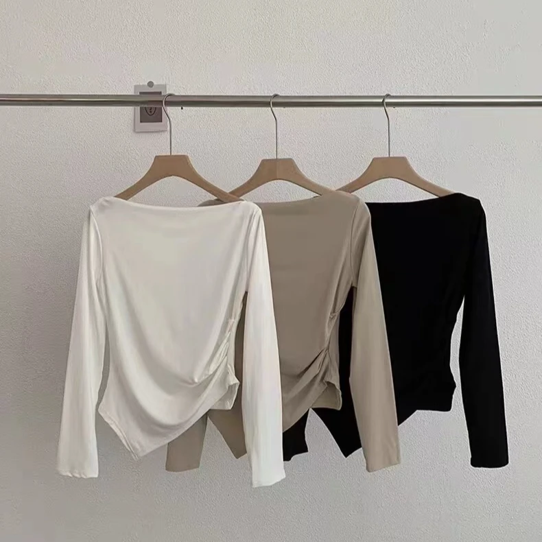 819款一字领春款长袖T恤