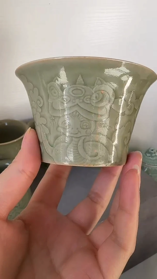 全手工 干刻瑞兽蛇主人杯