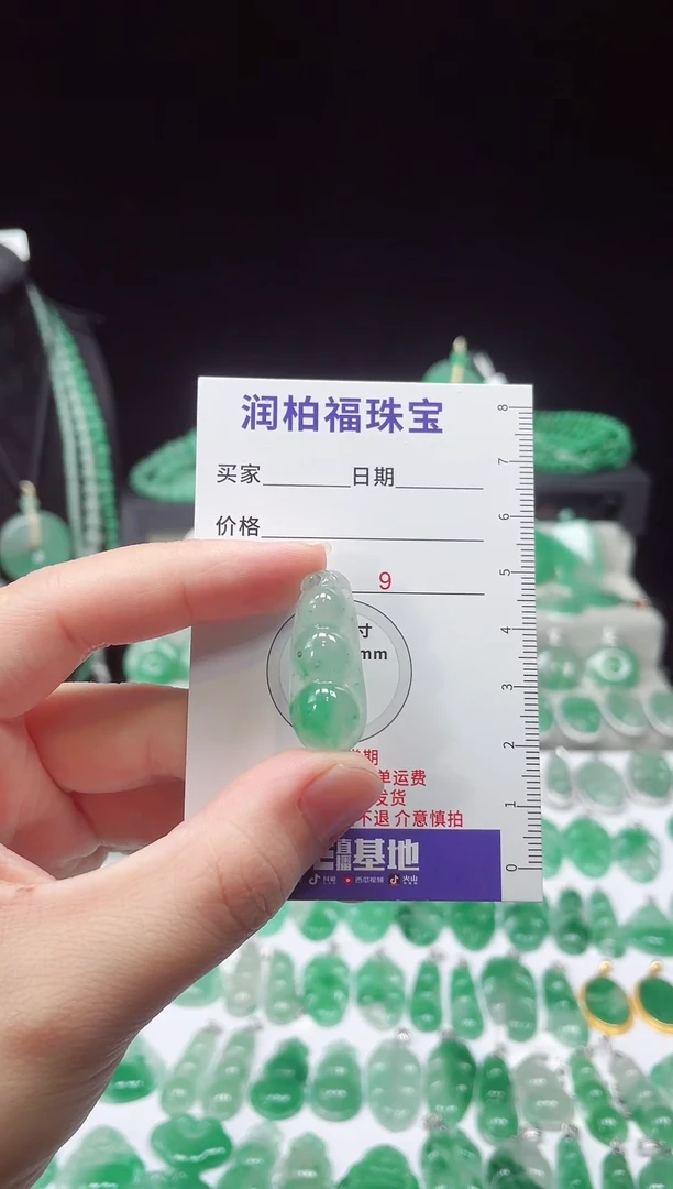 吊坠(赠链)未镶嵌石英质玉（非洲翠）7.206豆子