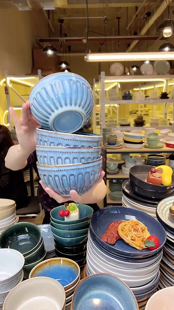 瓷23外贸尾货高温釉下彩陶瓷餐具默认微瑕