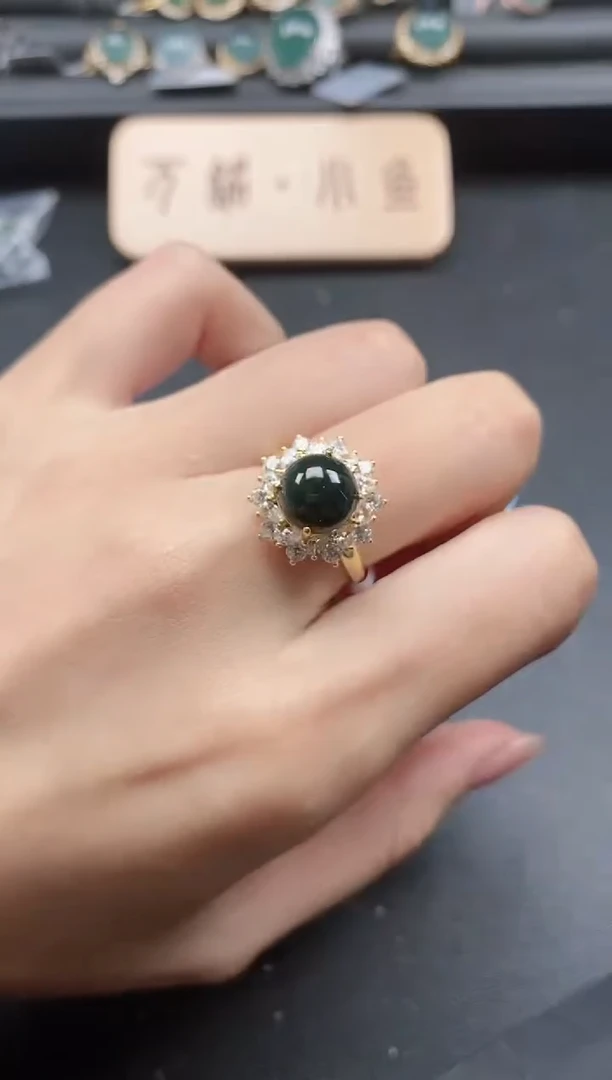 翡翠戒指银S925镶嵌5151-8