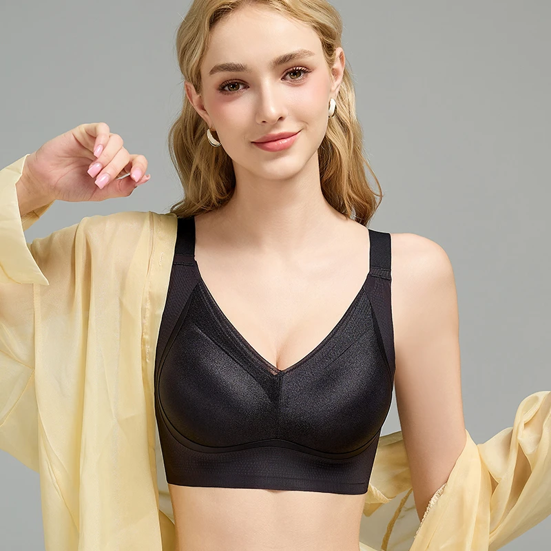 翌夫Z898透气凉爽夏季薄款无痕洞洞大胸显小调整型文胸