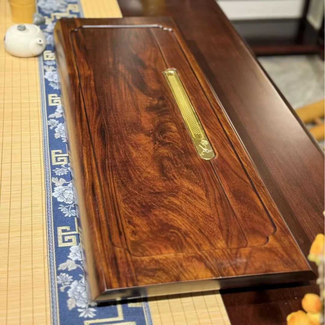 乌金木茶盘实木实心原木茶桌椅组合配套茶台配件活动干泡台湿泡台