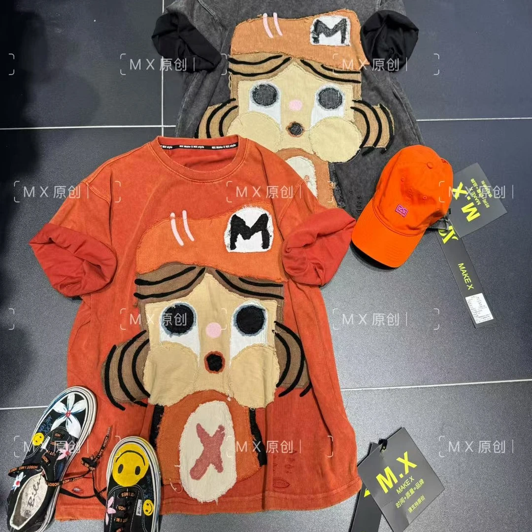 MX欧货2025春季新款大版宽松大版重工洋气怀旧短袖t恤上衣女62250
