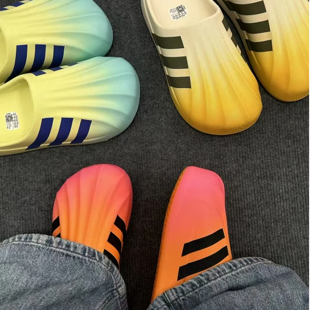 三条杠贝壳头半包拖鞋外穿防水夏季增高软底情侣款百搭休闲包头拖