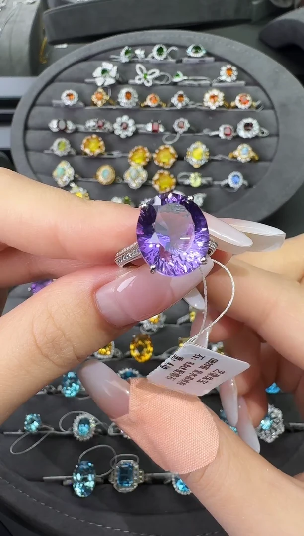 银S925镶嵌戒指水晶8.8ct【七天鉴赏期】