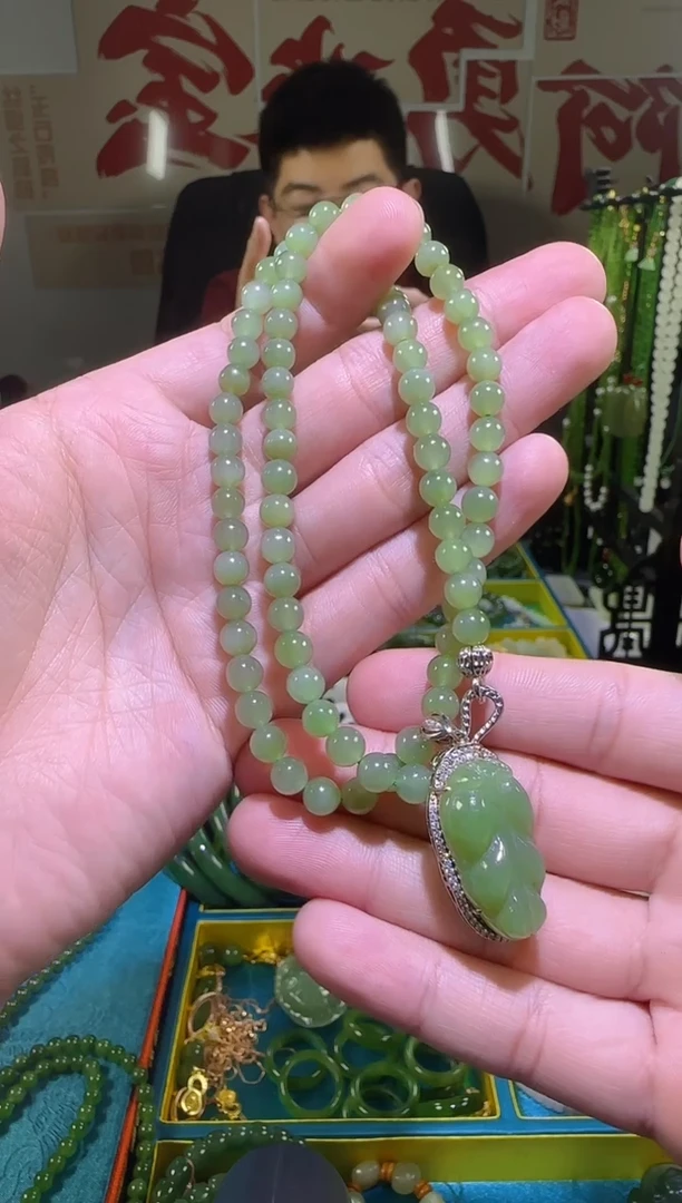 和田玉银S925镶嵌颈饰6