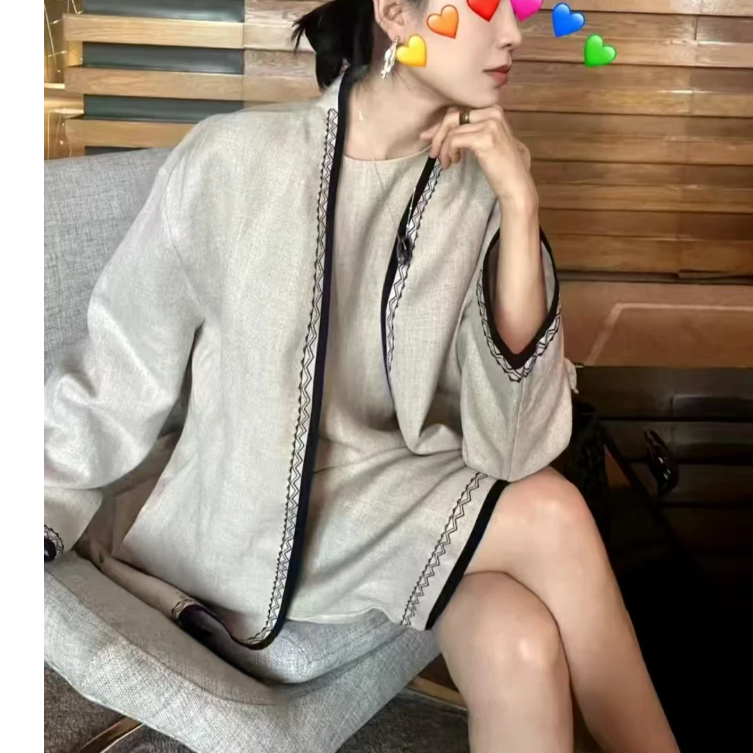 2025新款时尚小众亚麻外套