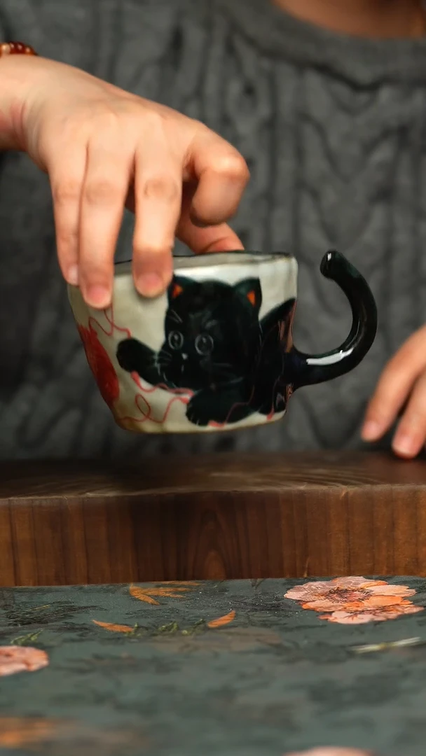 杯釉下彩手工手绘同款陶器