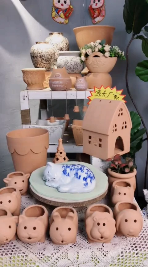 青花睡猫 青花花盆 青花花宠 睡猫