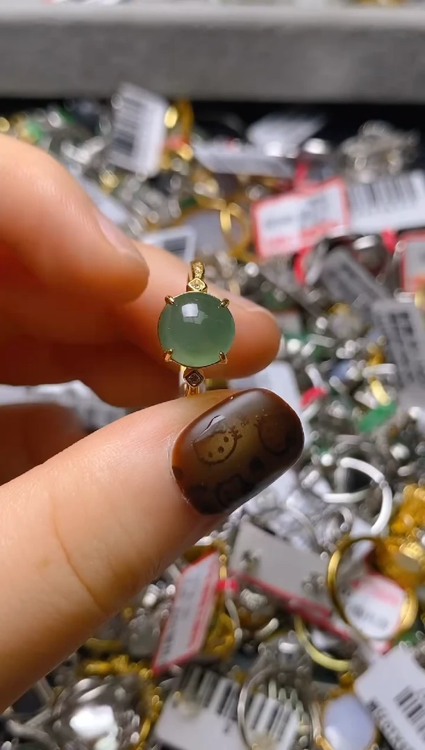 银S925镶嵌戒指翡翠百内无证书