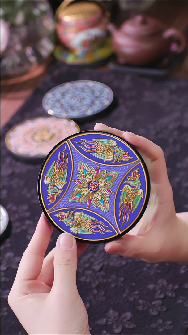 壹藏贰宝有凤来仪图案杯垫一片