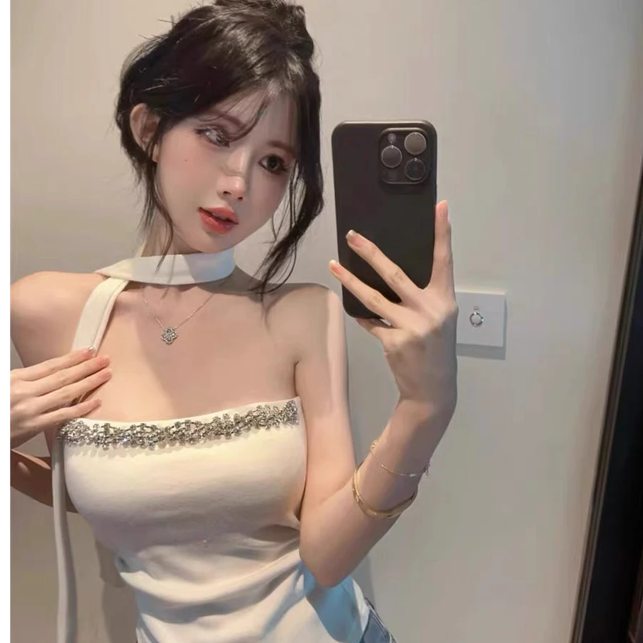 时尚辣妹吊带背心性感美背带胸垫修身打底上衣