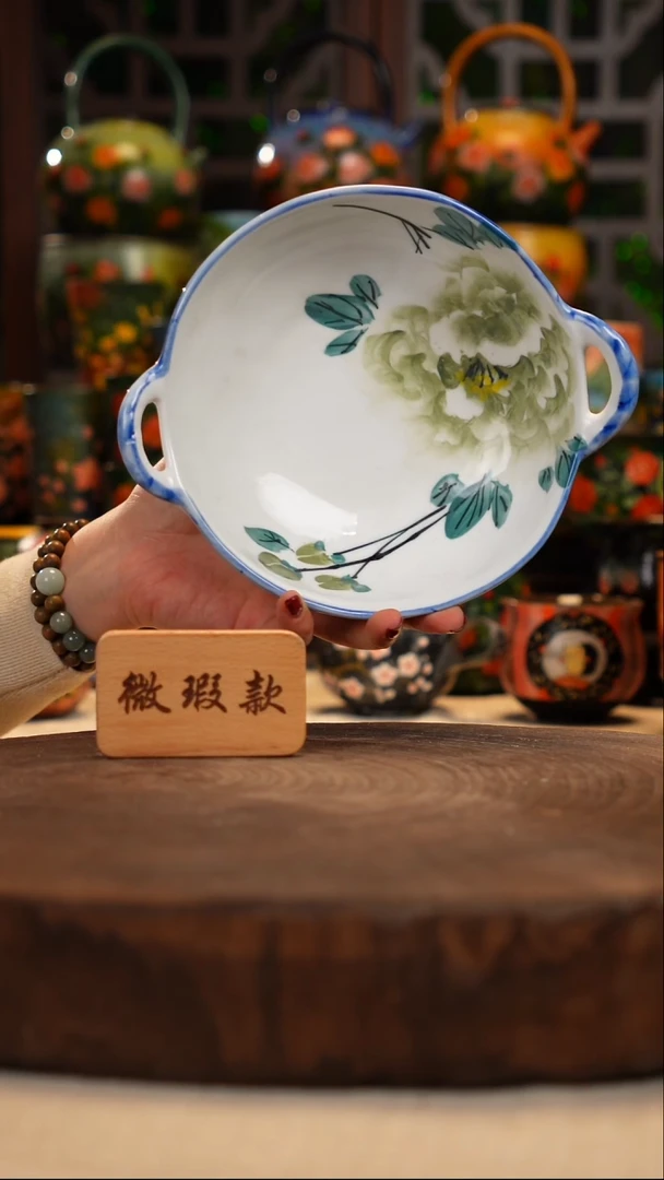 紫砂油画手绘釉下彩微瑕